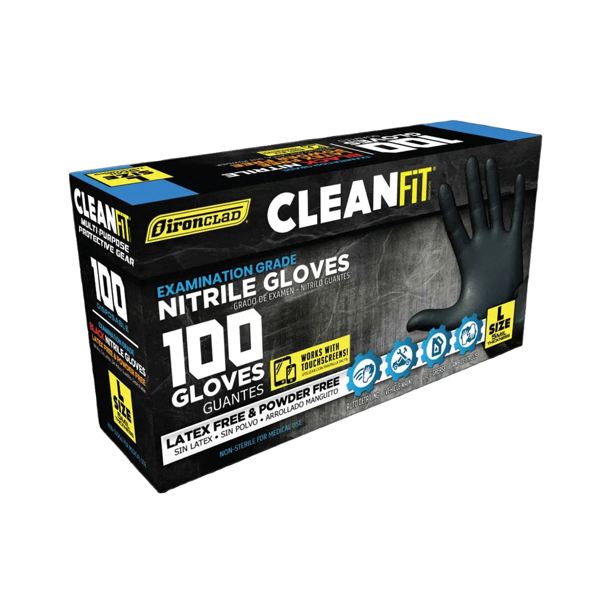 IronClad CleanFit Black Nitrile Gloves