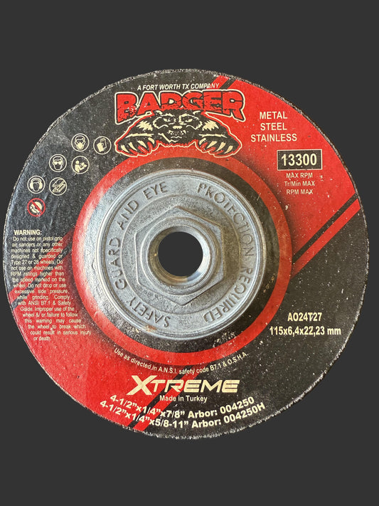 Badger Xtreme 4 1/2" 1/4" x 5/8-11" - 10 to a Box